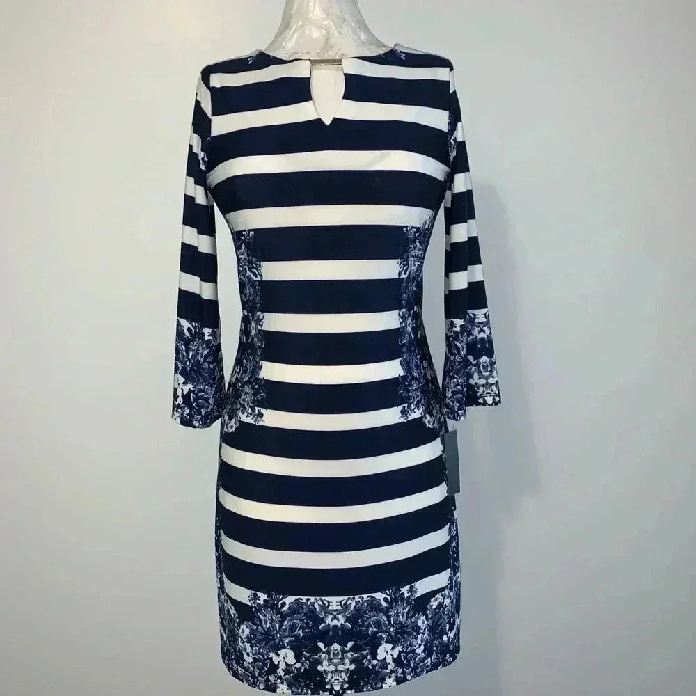 Haani Blue Floral And Stripe Dress​​